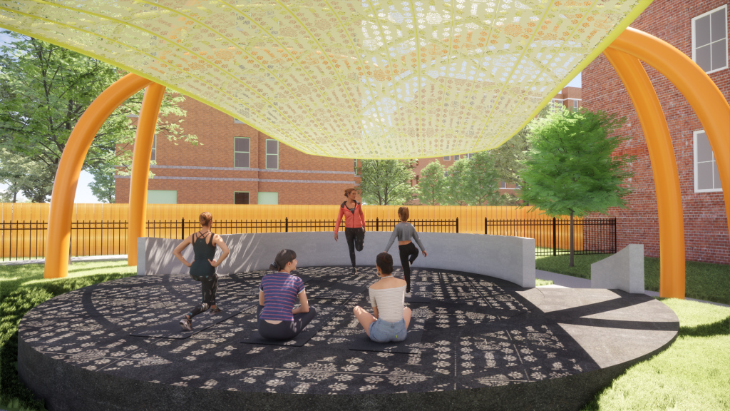 Rendering of Pilsen Latina Legacies Pavilion, 2024.